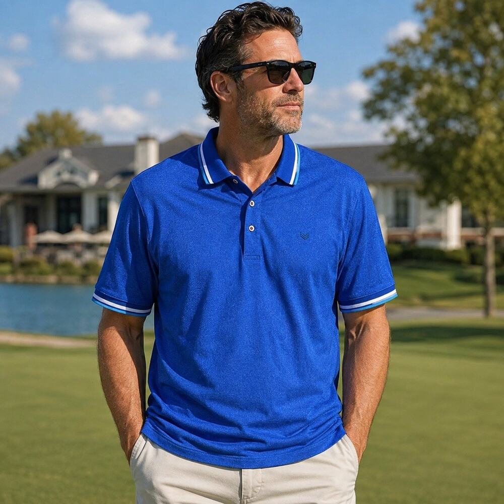 Butter Cloth Icy Cotton Mens XL Blue Performance Stretch Polo Short Sleeve